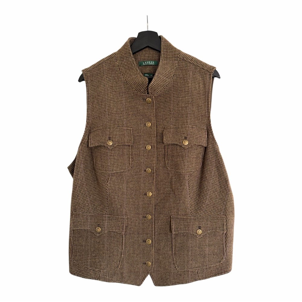 Ralph Lauren Women’s 20 wTweed Vest Vintage Houndstooth Equestrian Old Money